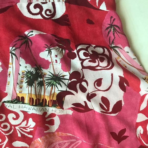 50s-60’s Vibe Jams World Empire Style Ladies Aloha Print Red/Pink sz Med Dress - Picture 3 of 6